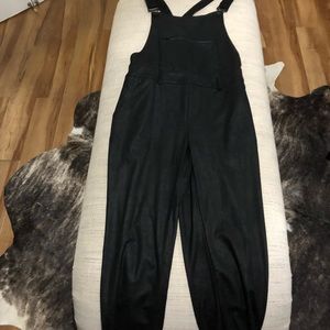 Capulet faux suede black overalls